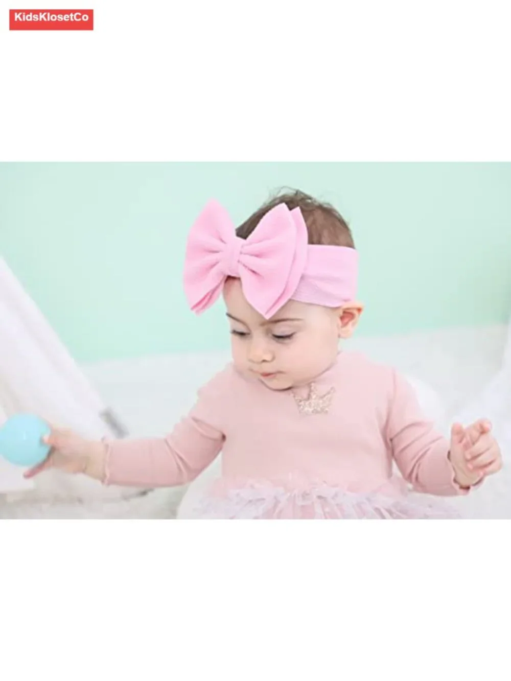 12 Pack Stretchy Elastic Wide Nylon Headbands with Big Knot Bow for Baby Girls